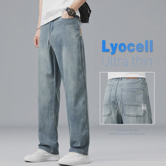 Luchtige Lyocell Heren Jeans - Zomer Broek met Loose Fit & Elastische Taille