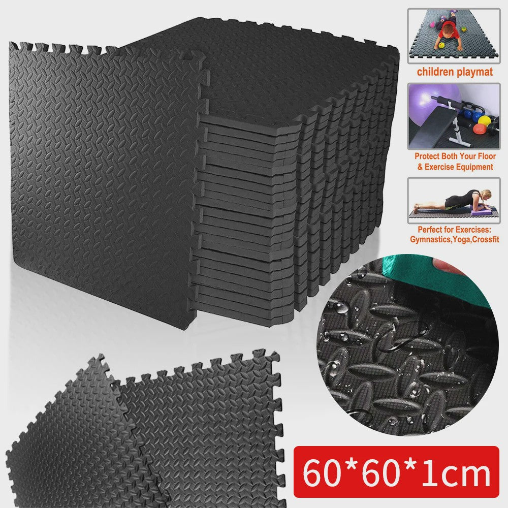 12-delige Puzzel Fitnessmatten Set - Antislip EVA Interlocking Vloertegels voor Thuisgym, Yoga & Sport