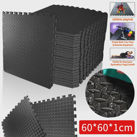 12-delige Puzzel Fitnessmatten Set - Antislip EVA Interlocking Vloertegels voor Thuisgym, Yoga & Sport