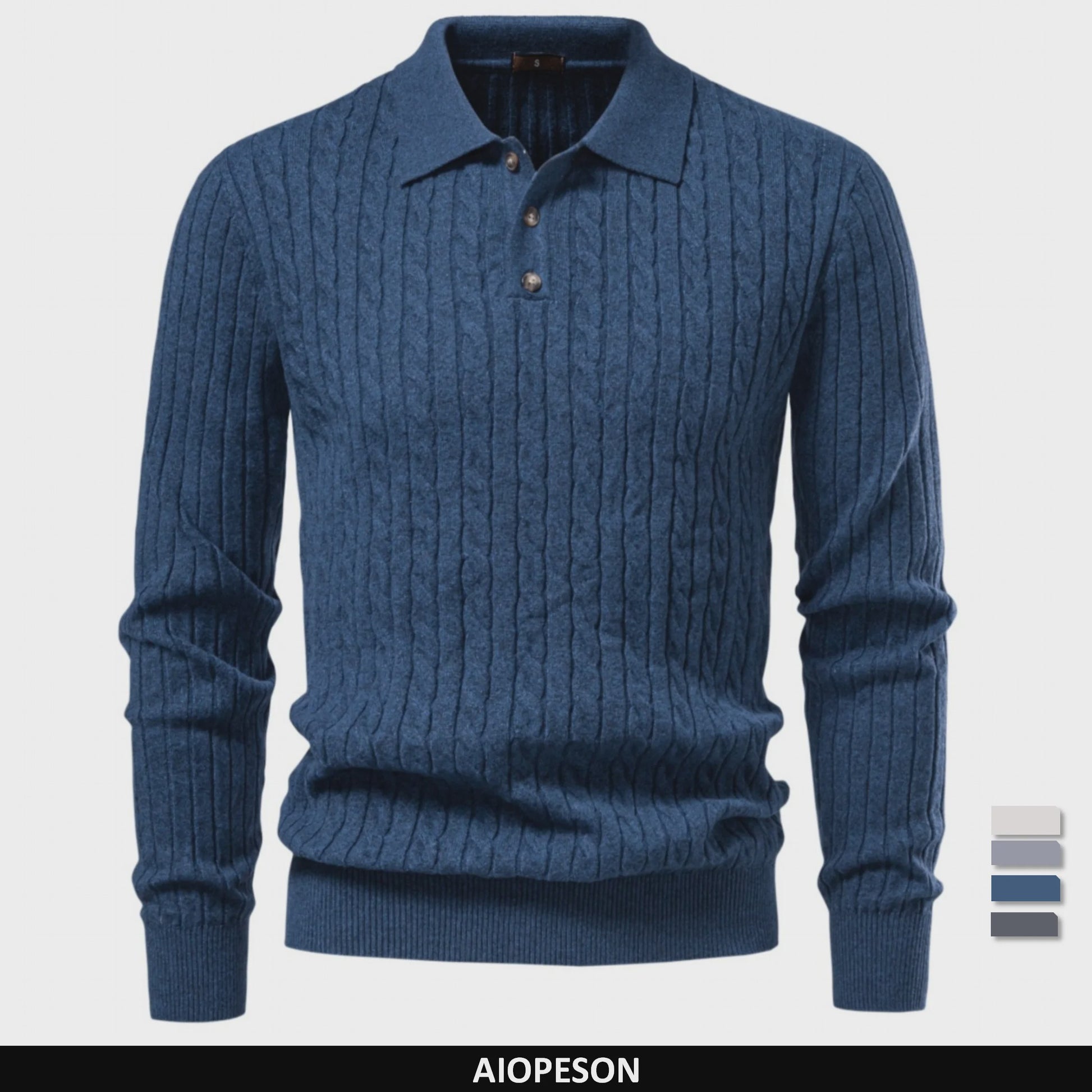 Heren Kabel Gebreide Polo Trui - Casual Slim Fit Herfst Winter
