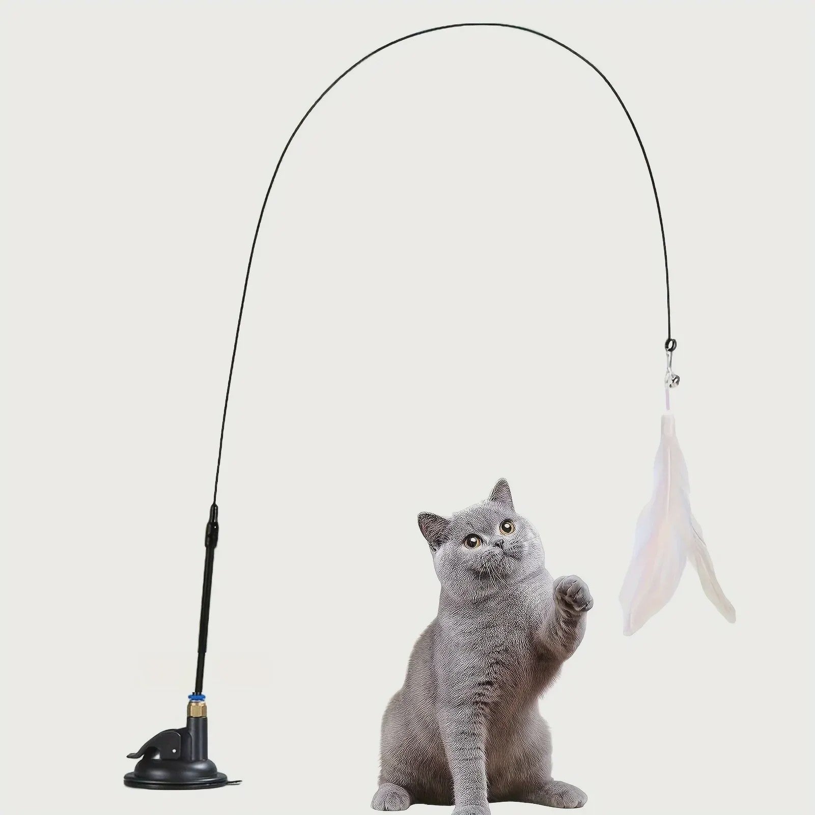 Interactieve Kattenhengel met Zuignap en Veer - Eindeloos Speelplezier voor uw Kat