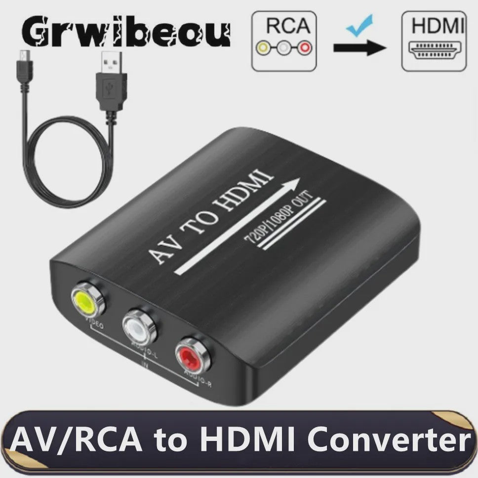 AV naar HDMI Converter 1080P - RCA Composite Adapter met USB Voeding voor Oude Consoles en Apparaten