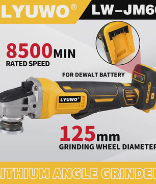 Krachtige Accu Haakse Slijper 950W - Borstelloos, 8500RPM, M14, Anti-slip Grip