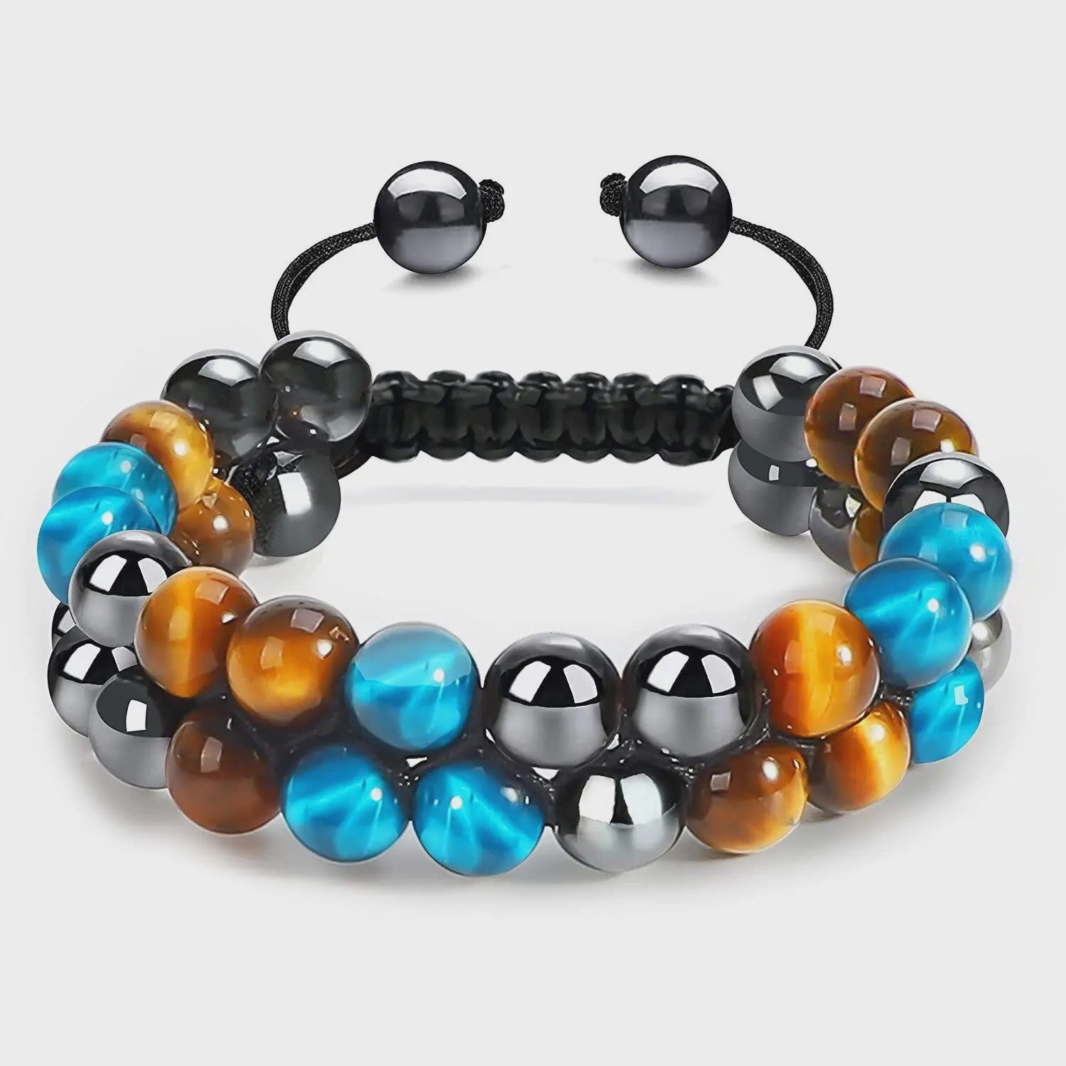 Handgemaakte Tijgeroog & Blauwe Steen Armband - Natuursteen Kralen (8mm)