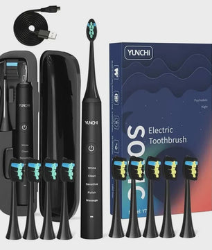 Sonische Elektrische Tandenborstel Oplaadbaar IPX7 Waterdicht met 5 standen, Timer & Reiskoffer