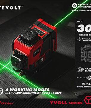 YEVOLT 4x360° 16-lijns Groene Zelfnivellerende Laserwaterpas voor Doe-het-zelf en Klussen