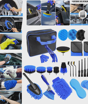 29-delige Auto Poets- en Detailset: Borstels, Sponges & Doeken voor Interieur & Exterieur