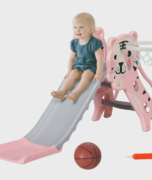 AIYAPLAY Kinder Glijbaan met Basketbalring - Tijger Thema - 18-36 Maanden