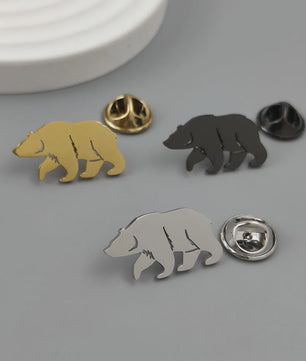 Gouden Beren Broche van Roestvrij Staal - Stijlvolle Borstdecoratie