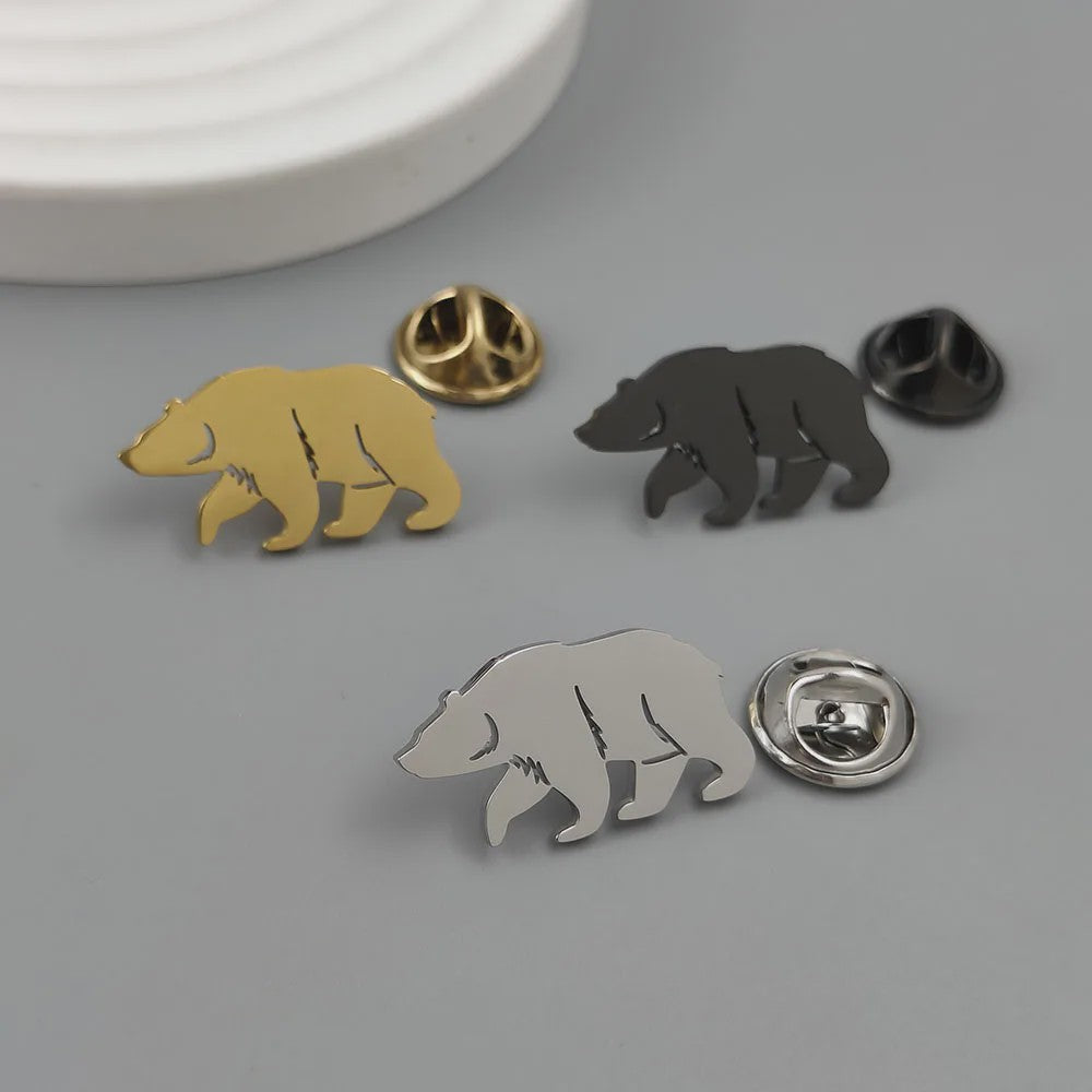 Gouden Beren Broche van Roestvrij Staal - Stijlvolle Borstdecoratie