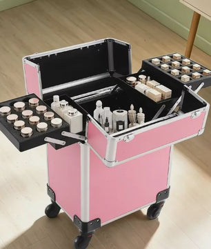Professionele Make-up Trolley Koffer - Aluminium Frame, Afneembare Wielen, Lockable