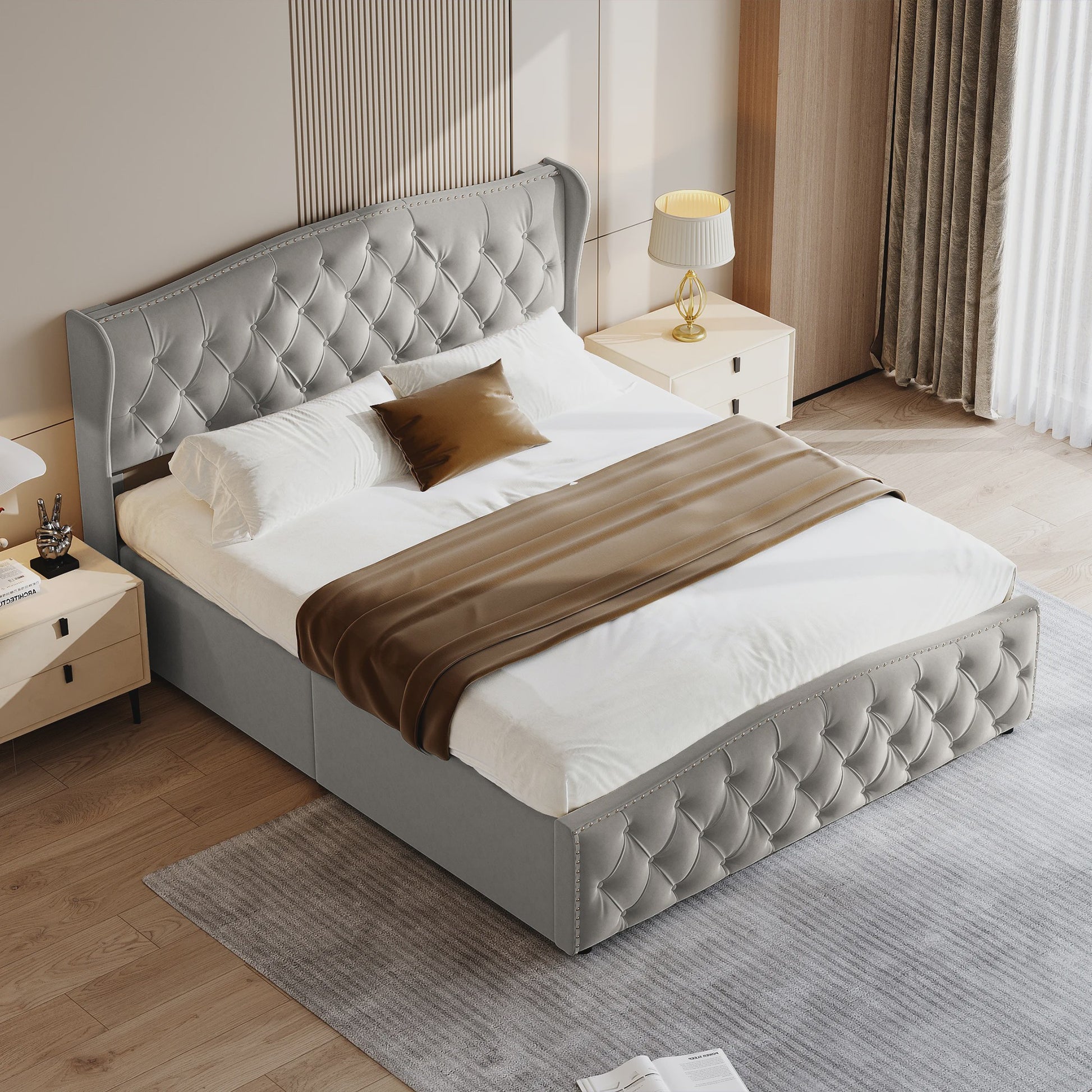 Stijlvol Hydraulisch Bed met Opbergruimte - Modern Design