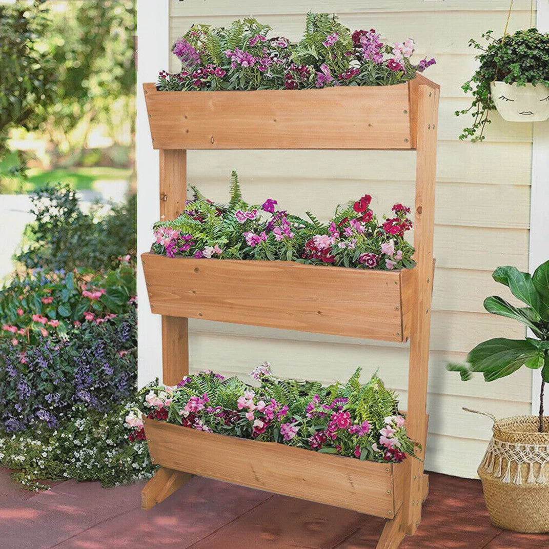 Verticale Plantenbak Hout 4 Lagen - Verhoogd Tuinbed voor Kruiden & Groenten