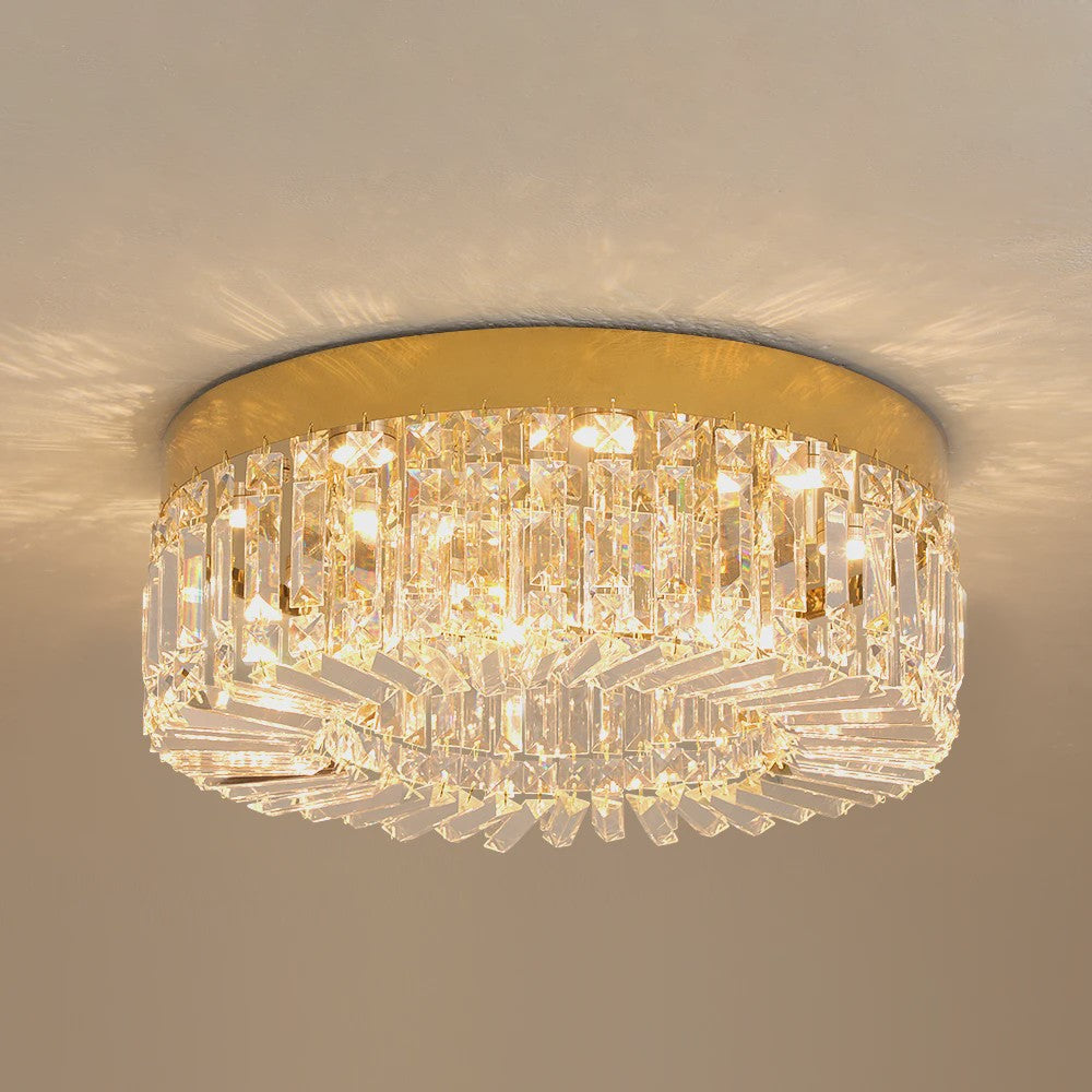 Luxe Kristallen Plafondlamp Goud - Moderne LED Verlichting voor Woonkamer (Ø 40/50cm)
