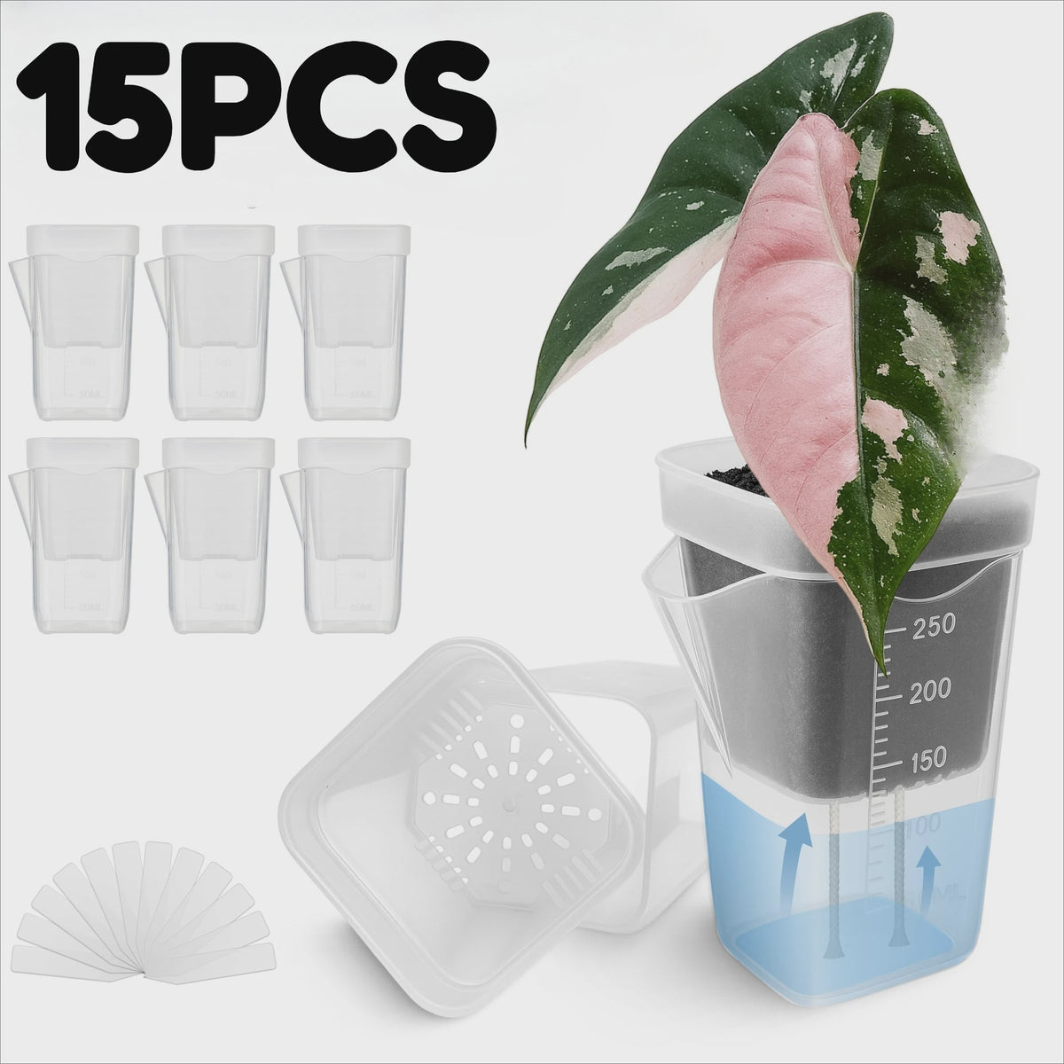 15x Zelfwaterende Plantenpotjes - Mini Kweekpotten met Reservoir
