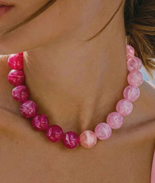 Bohemian Resin Kralen Ketting - Statement Choker met Dubbele Kleuren