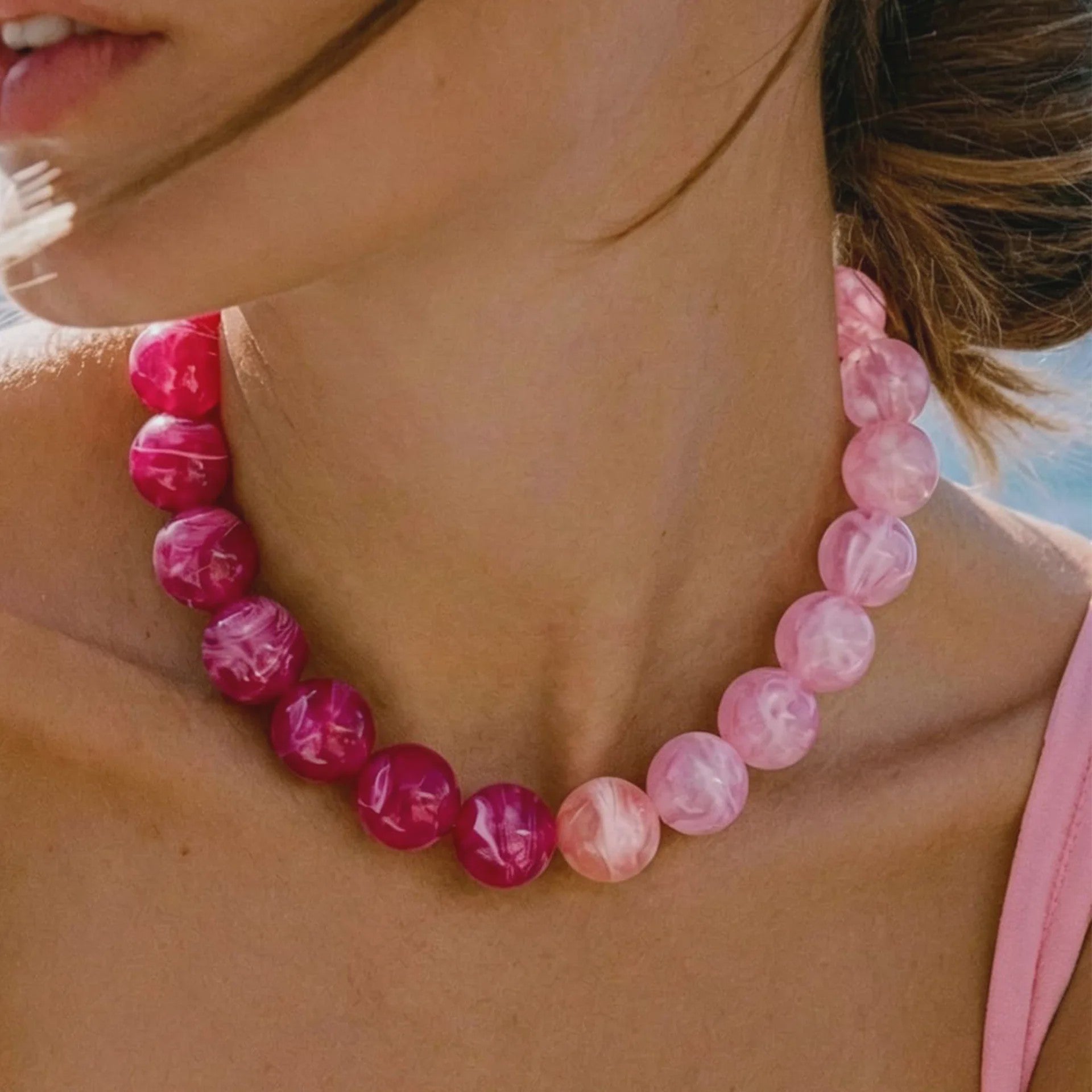 Bohemian Resin Kralen Ketting - Statement Choker met Dubbele Kleuren
