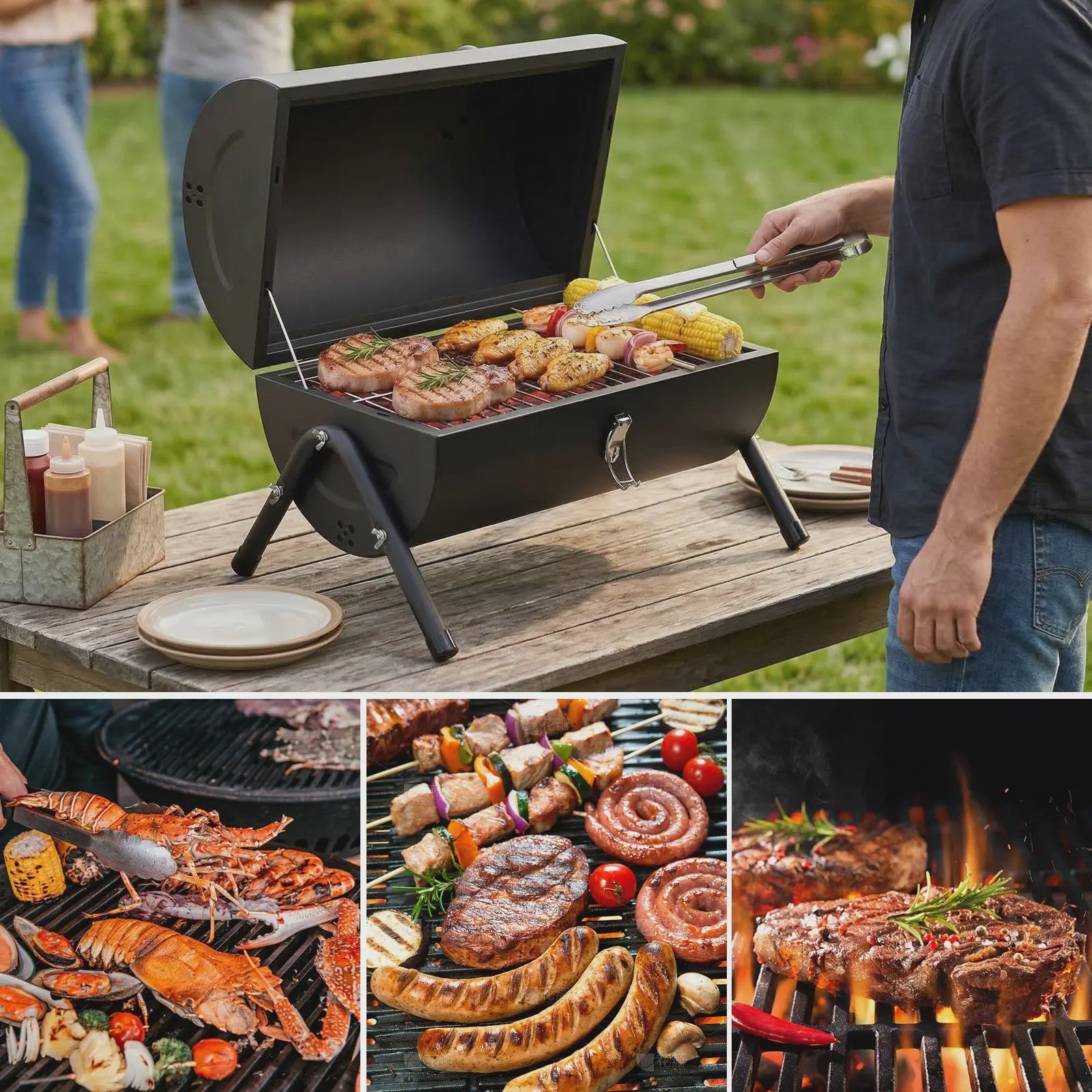 Draagbare Houtskool BBQ Grill - Compacte Barbecue voor Camping & Outdoor