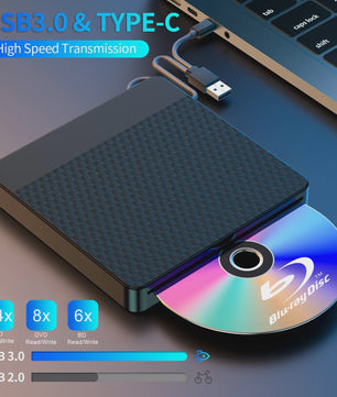 Externe Blu-ray Drive met USB 3.0 & Type-C: Slot-in BD Brander voor Laptops
