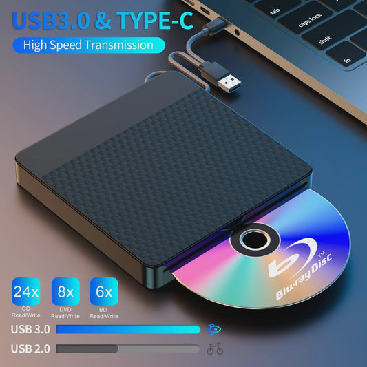Externe Blu-ray Drive met USB 3.0 & Type-C: Slot-in BD Brander voor Laptops