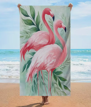Artistiek Flamingo Strandlaken - Sneldrogend en Absorberend Strandlaken voor Zomer Vakantie