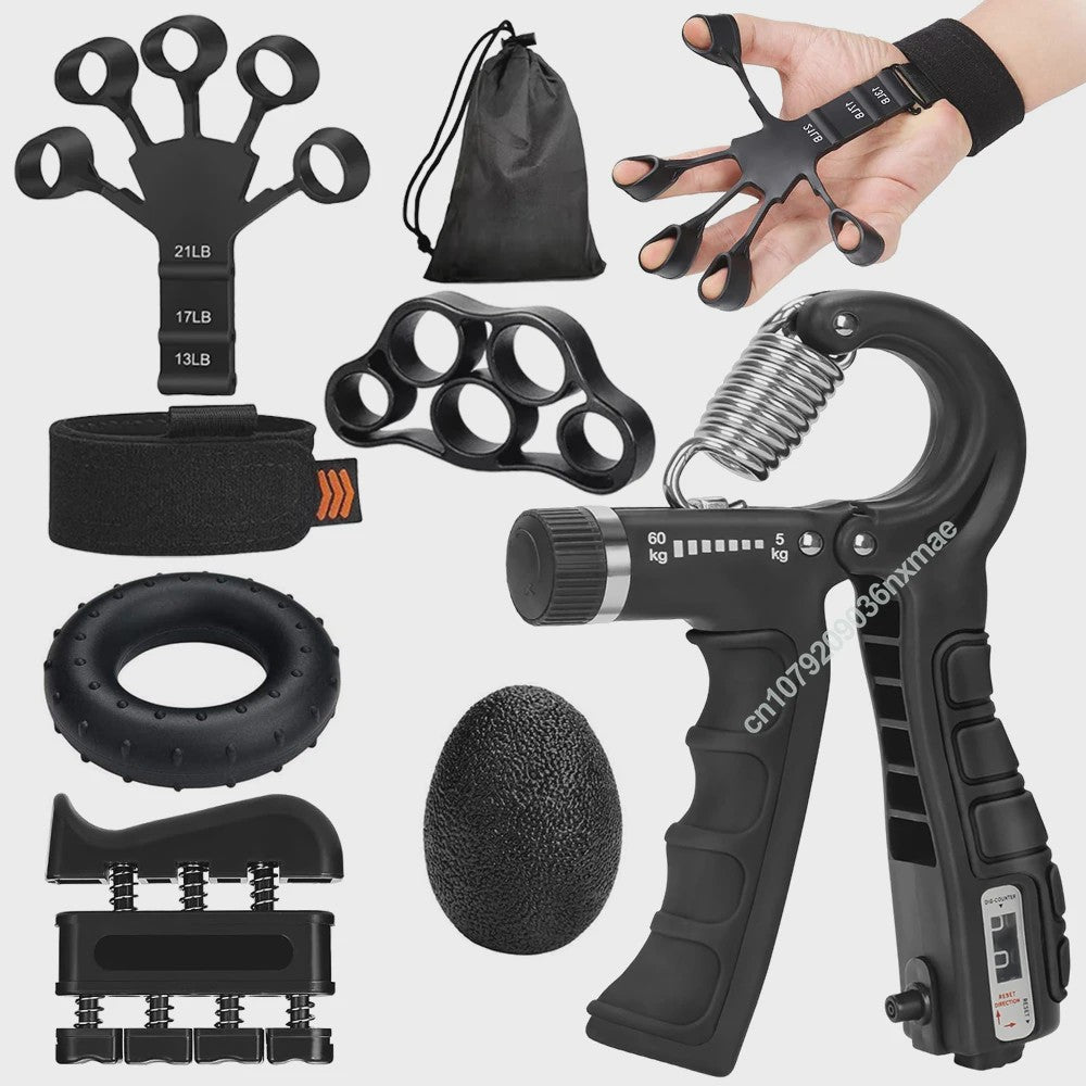 Complete Handtrainer Set: 5-60kg Verstelbare Hand Gripper, Vingerstrekker & Polstrainer