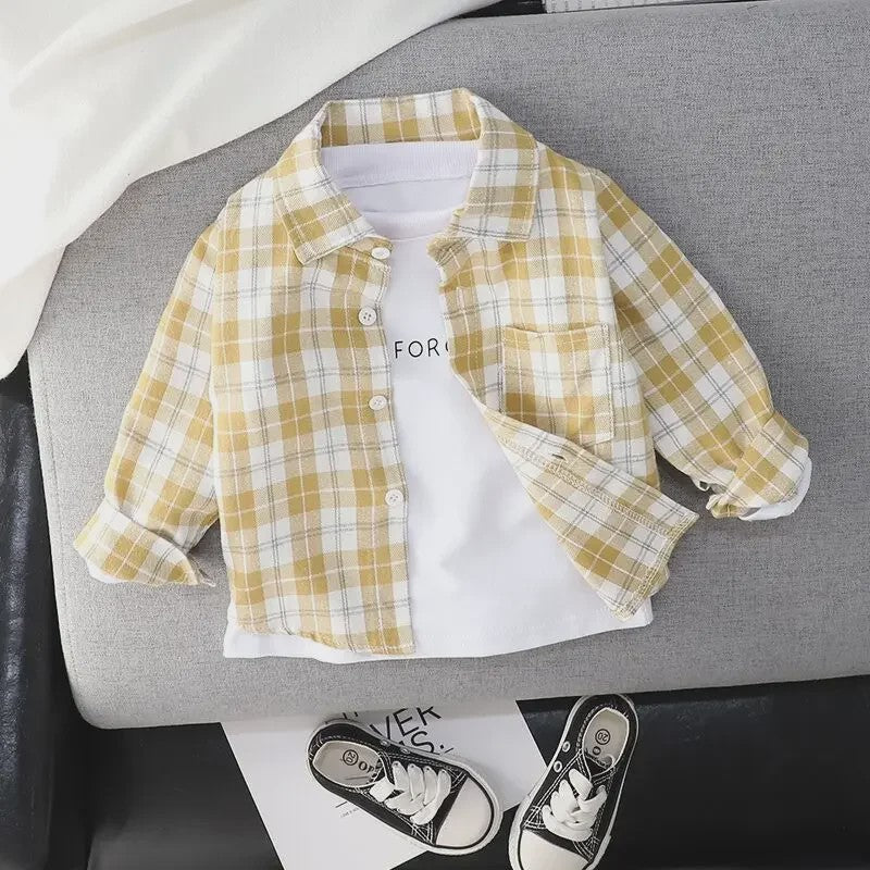 Lange Mouwen Jongens Shirt in Plaid Katoen - Perfect voor de Lente (1-4 Jaar)