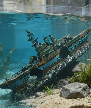 Uniek Scheepswrak Aquarium Decoratie - Realistisch Ontwerp voor Vissenverblijf
