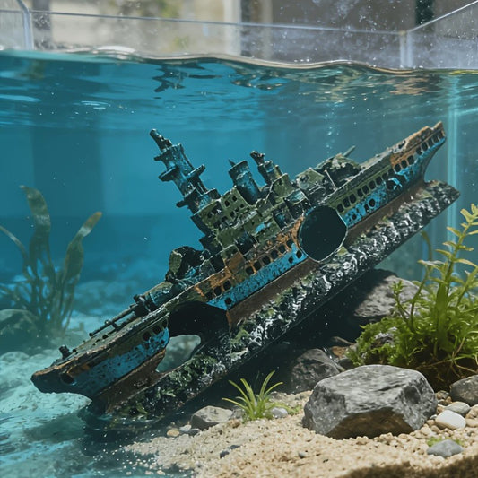 Uniek Scheepswrak Aquarium Decoratie - Realistisch Ontwerp voor Vissenverblijf