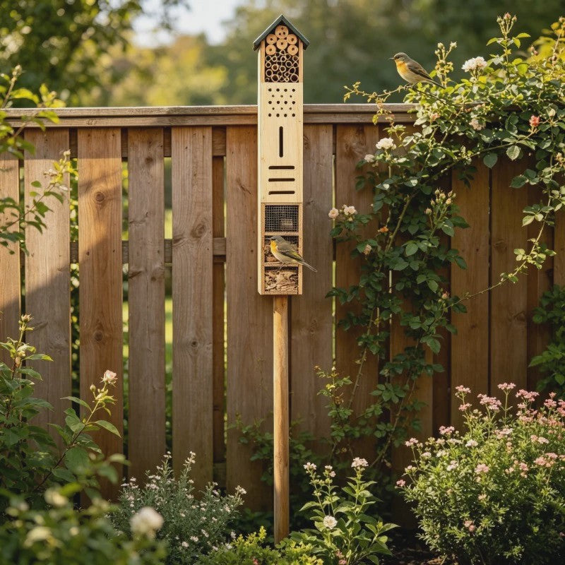 Houten Insectenhotel 150cm - Multifunctioneel & Rustiek Tuindecoratie voor Nuttige Insecten
