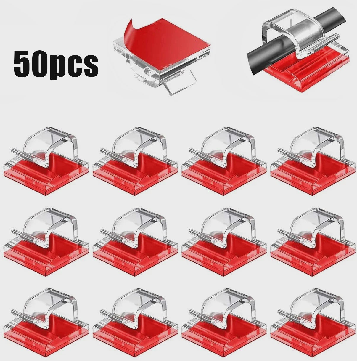 50 Stuks Kabel Organizer Clips - Kabelmanagement & Snoerhouder voor Bureau, Wandmontage & Opladen