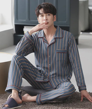 Herren Pyjama Set Lange Mouwen & Broek - Comfortabele Loungewear voor Heren