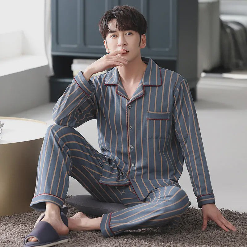 Herren Pyjama Set Lange Mouwen & Broek - Comfortabele Loungewear voor Heren
