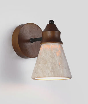 Klassieke Wandlamp van Natuursteen (Geel Travertin) - Sfeervolle Slaapkamerverlichting