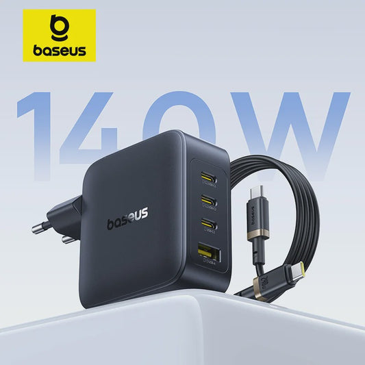 Baseus 140W GaN Snellader - Krachtige PD USB-C Oplader voor Laptop, Tablet & Smartphone