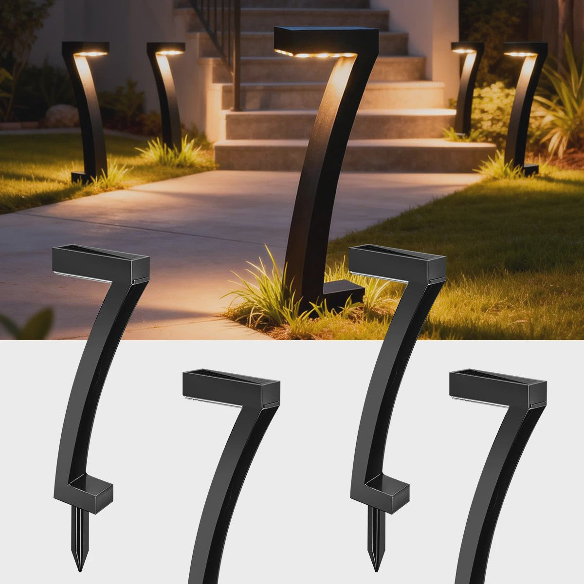 Moderne Solar Tuinverlichting 7-Vorm - Waterdicht IP65 - Automatisch AAN/UIT