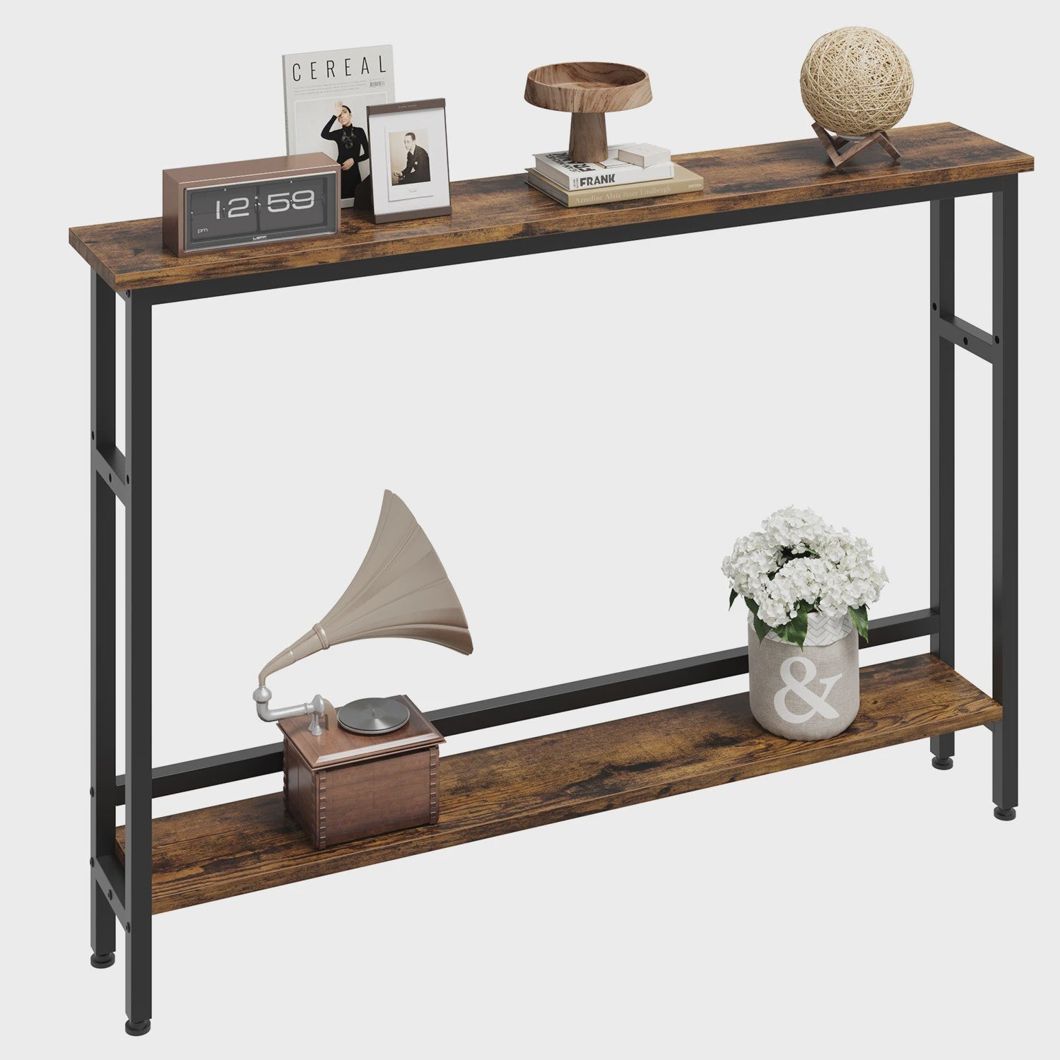 Moderne Smalle Console Tafel met Verstelbare Plank - 100x15cm