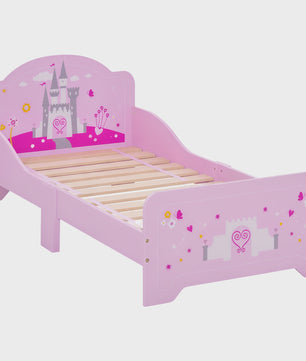 Roze Kinderbed Prinses Kasteel Design 140x70 cm met Lattenbodem - MDF