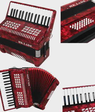 Professionele Rode Bayan Accordeon - 32 Tonen & 32 Bassen met Schapenvacht Balg en Draagband