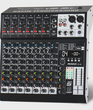 FULUODE X1-8C: Professionele 8-Kanaals Audio Mixer met 99 DSP Effecten, USB & Bluetooth