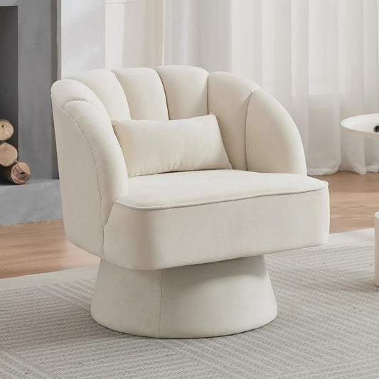 Draaibare Fluweel Lounge Fauteuil met 360° Rotatie - Comfortabele Leesstoel