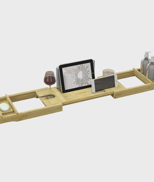 Luxe Bamboe Badplank - Uitschuifbaar met Beker- en Zeep-houder (75-109 cm)