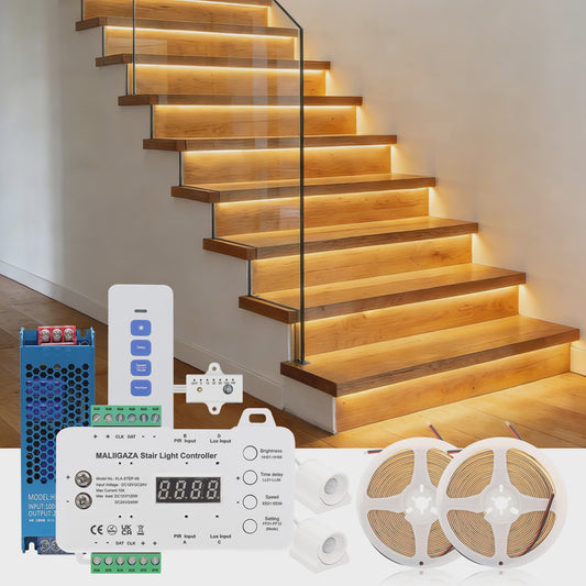 Slimme LED Trappenverlichting Kit met PIR Bewegingssensor - COB LED Strips voor 16/20 treden