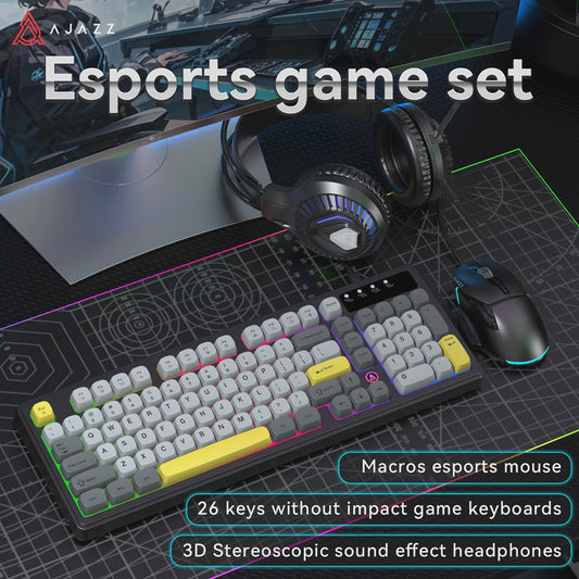 AJAZZ AT120 Gaming Set: Toetsenbord, Muis & Headset - 3-in-1 USB Peripherals