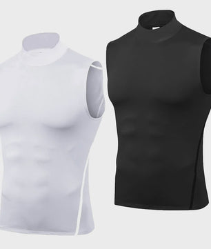 Heren Mouwloos Compressie Turtleneck Tanktop - Sneldrogend Sport Base Layer