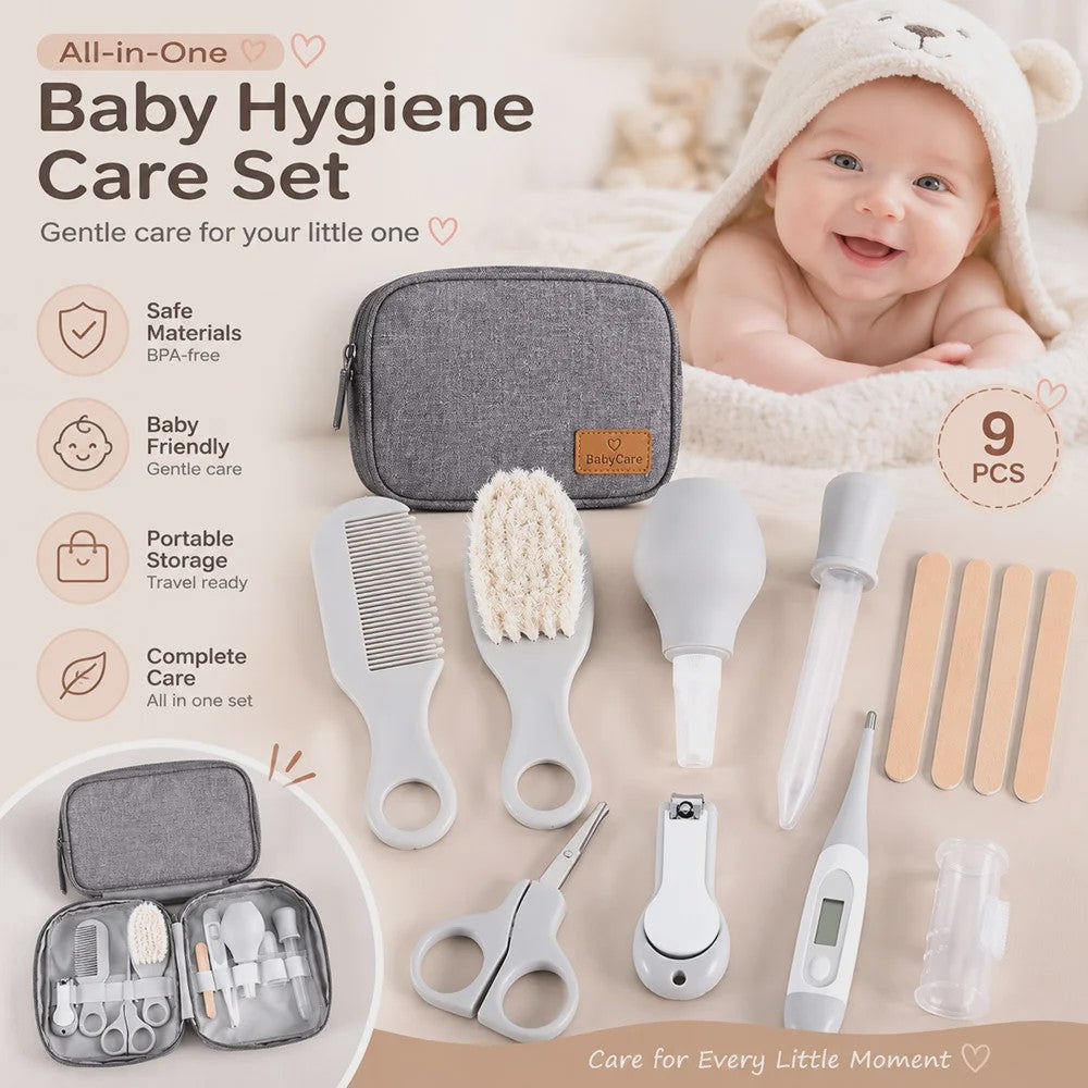 Complete Baby Verzorgingsset 9 Delig - Essentiële Baby Hygiëne Kit