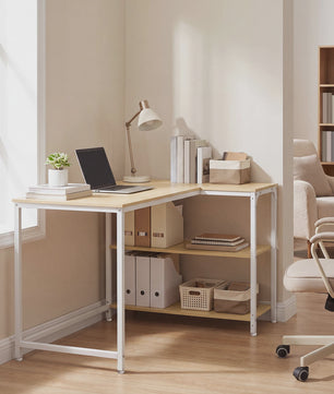 Hoekbureau L-vormig Bureau met 3 Planken - 110 x 80 cm
