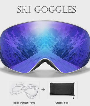 Ski Bril Heren Dames Tieners - UV400 Anti-Condens, Inclusief Optisch Frame & Tas
