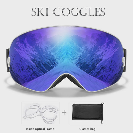 Ski Bril Heren Dames Tieners - UV400 Anti-Condens, Inclusief Optisch Frame & Tas