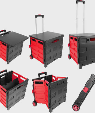 Opvouwbare Boodschappentrolley met Deksel en Telescoopsteel - Handig voor Boodschappen, Tuin & Camping